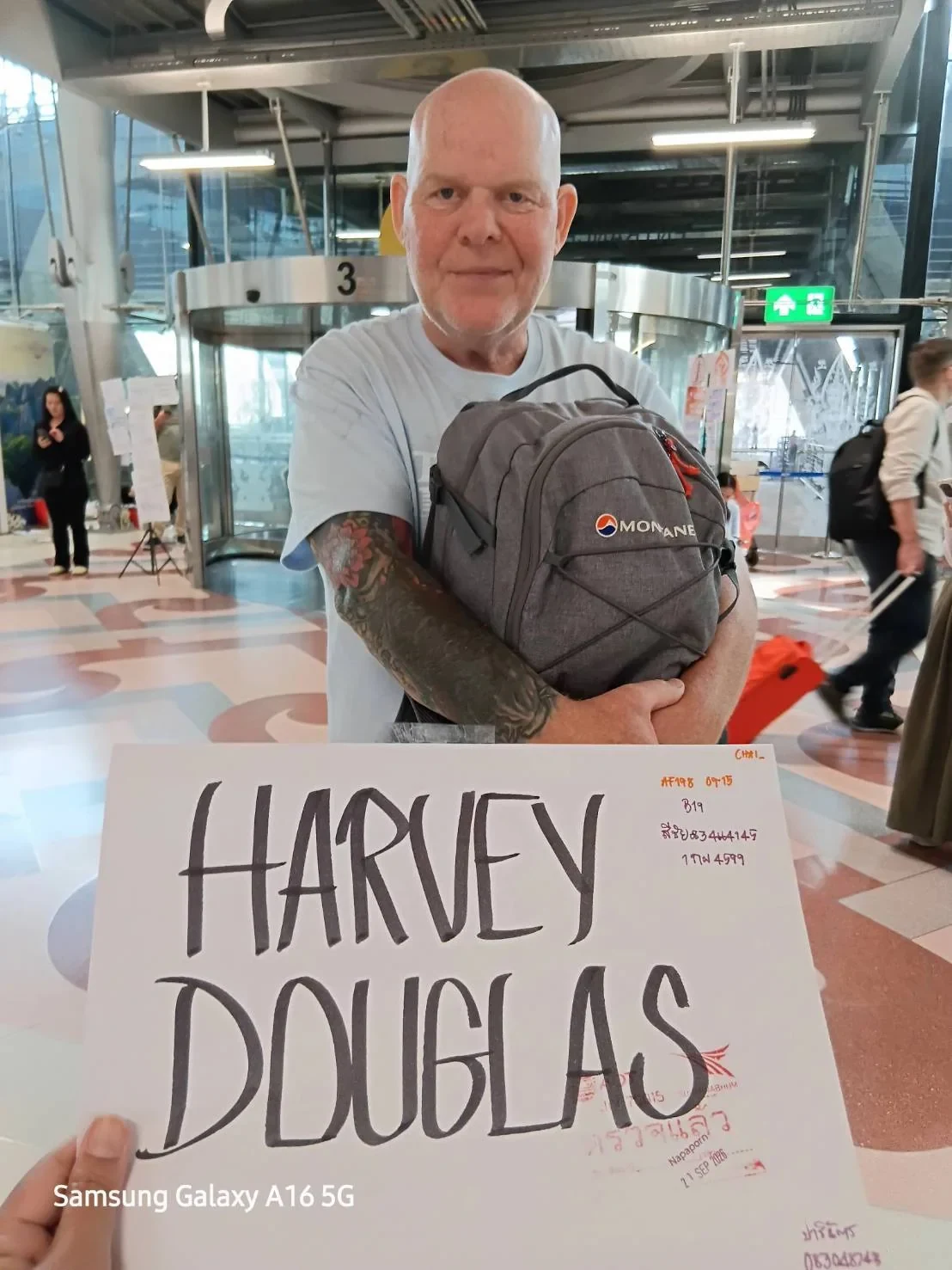 Airport pickup with a name board